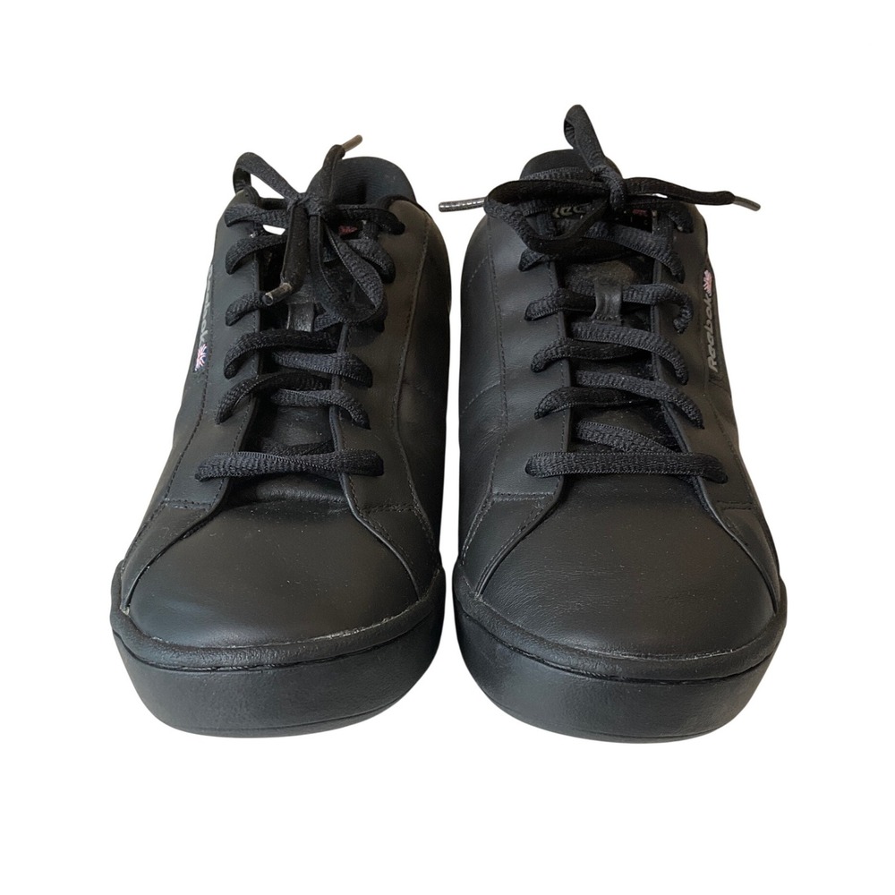 Reebok‎ Classic Sneakers Black Leather Low Profile Retro Comfort Sporty 10.5 - Picture 5 of 10